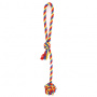 Мяч плетеный 6см JOY на веревке 40см, синий желтый красный текстильная игрушка для собак