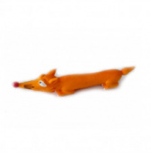 Лиса 25см оранжевая длинная с пищалкой латексная игрушка для собак